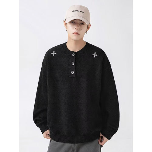 Herren Trendiger Pullover mit Knopfdetails Echoarchiv