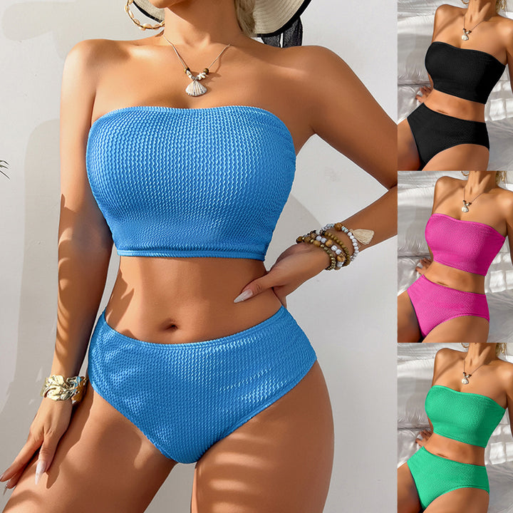 Damen Crop-Bikini-Set mit strukturierter Textur Echo Archiv