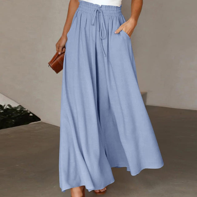 Echoarchiv | Leichte Damen Leinenhose mit Weitem Bein für Frühling und Sommer