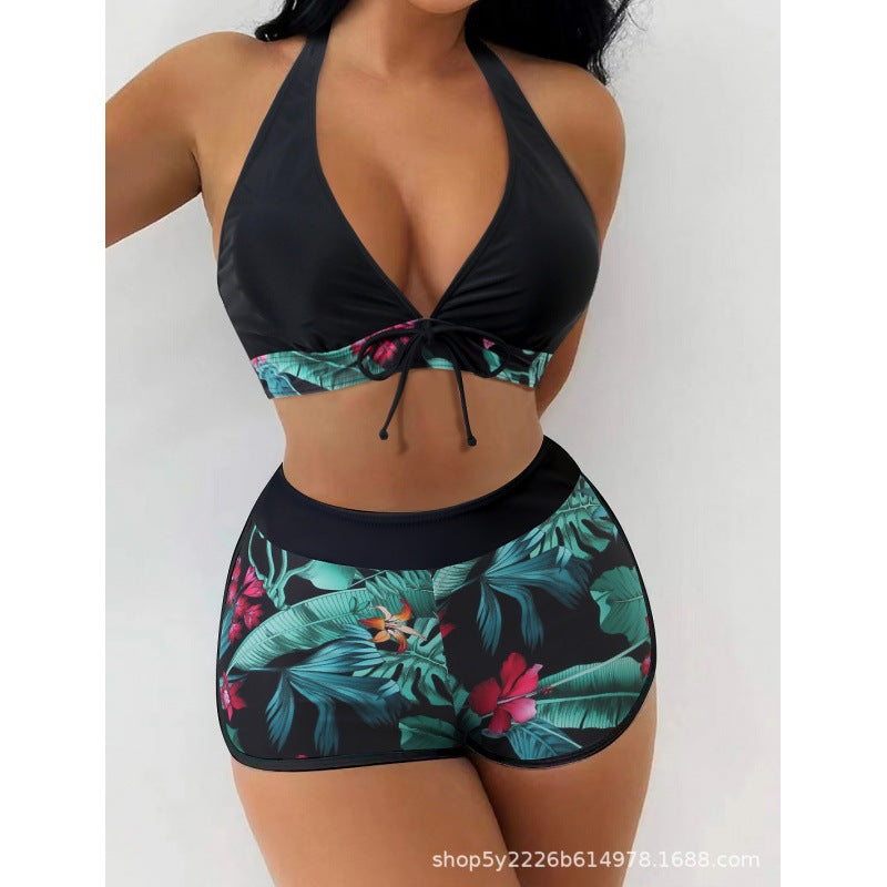 Damen Hochgeschlossen Bikini mit verspieltem Blumenmuster Echo Archiv