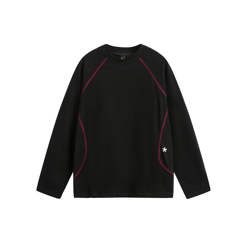 Unisex Relaxed‑Fit Langarmshirt mit Rundhalsausschnitt, kontrastierenden Flatlocknähten und weichem Loopback-Finish Echoarchiv