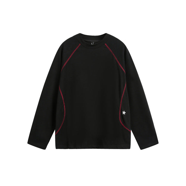 Unisex Relaxed‑Fit Langarmshirt mit Rundhalsausschnitt, kontrastierenden Flatlocknähten und weichem Loopback-Finish Echoarchiv