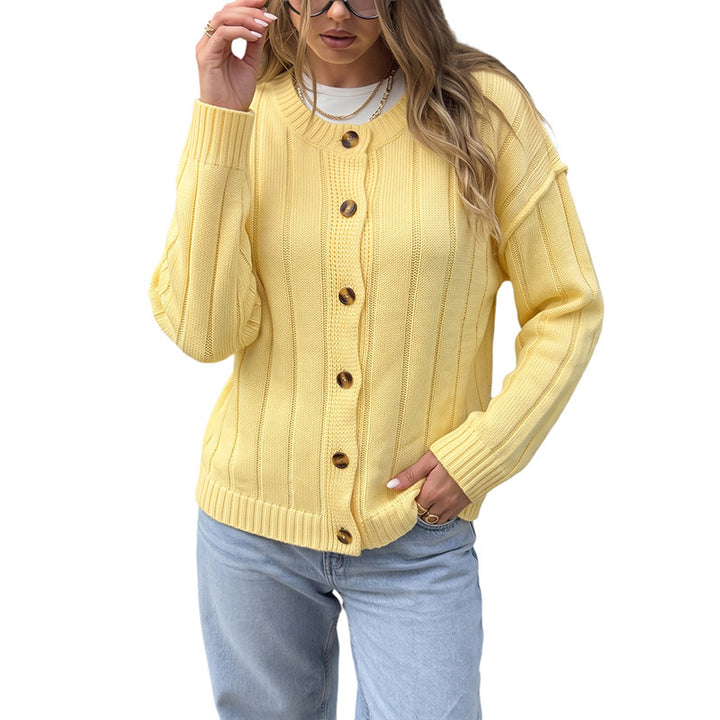 Damen Strickjacke mit Knopfdetails und feiner Rippstruktur Echo Archiv