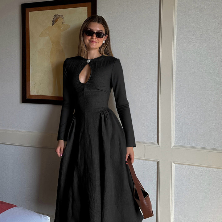 Damen elegantes Midikleid mit schickem Ausschnitt und taillierter Silhouette Echo Archiv