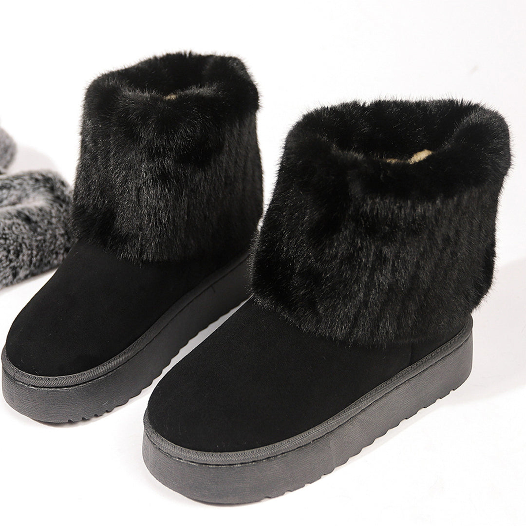 Damen Warme Plateau-Winterboots mit breitem Kunstfellschaft und dämpfender Sohle Echoarchiv