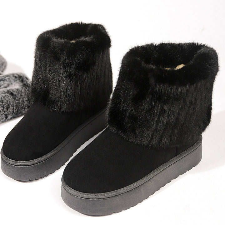 Damen Warme Plateau-Winterboots mit breitem Kunstfellschaft und dämpfender Sohle Echoarchiv