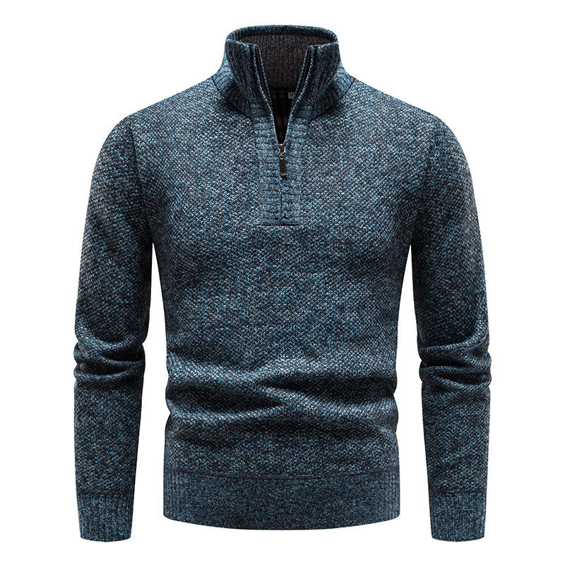 Herren Sportlicher Strickpullover mit halbem Reißverschluss und strukturiertem Design Echoarchiv