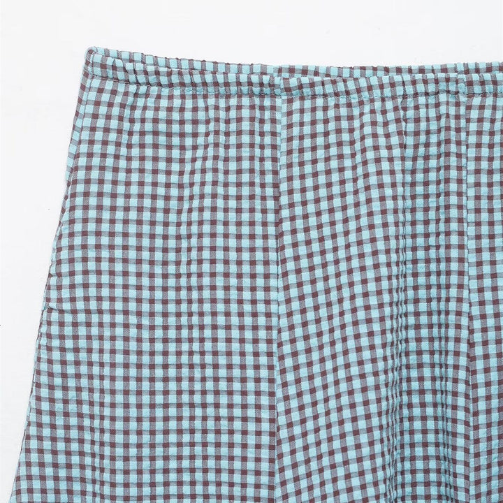 Damen ausgestellter Gingham-Rock mit Faltenwurf Echo Archiv