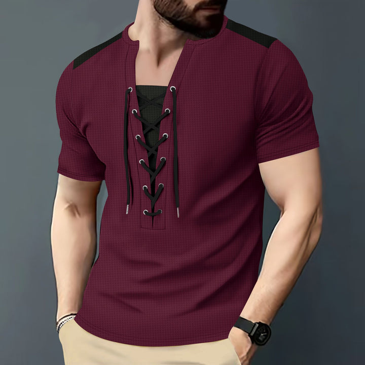 Herren Sportliches Kurzarmshirt mit modernem Schnürdesign Echoarchiv
