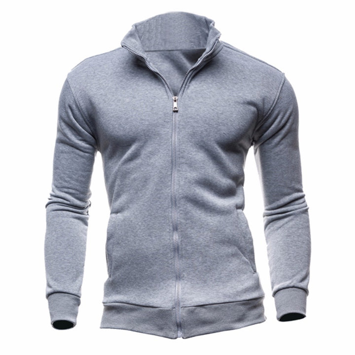 Herren sportliche Sweatjacke mit hohem Kragen und durchgehendem Reißverschluss Echoarchiv