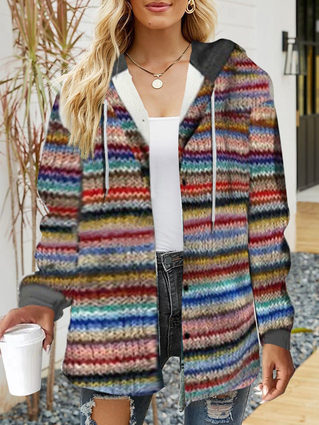 Frauen Oversized Hoodie mit Druckknopfverschluss und Kontrastbesatz – Auréline