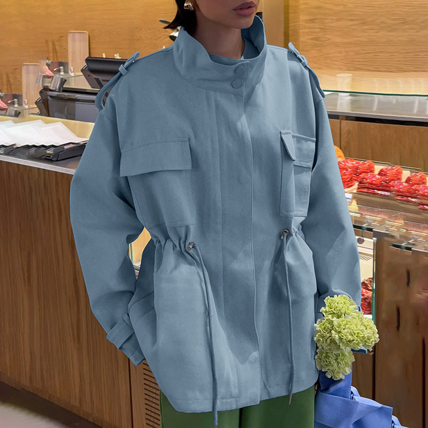 Damen Utility-Parka mit Tunnelzugtaillierung, Pattentaschen und Stehkragen Echo Archiv
