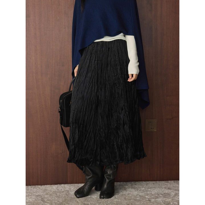 Damen Plissierter Midirock mit Crinkle-Struktur Echoarchiv