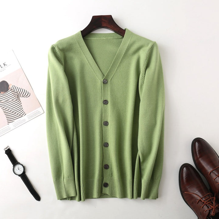 Herren Feiner V‑Ausschnitt-Cardigan aus leichtem Feinstrick mit geripptem Saum Echoarchiv