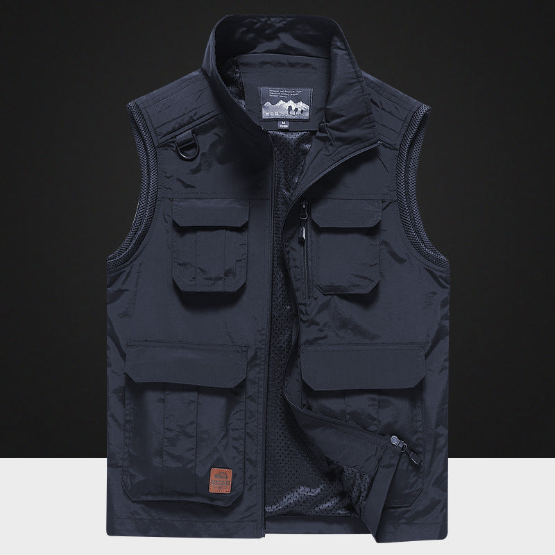 Herren Multifunktionale Outdoor-Utility‑Weste mit Mesh‑Innenfutter und Mehrfachtaschen Echoarchiv