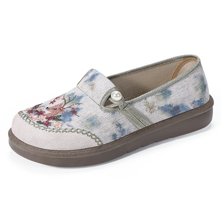 Damen nan bestickte Slipper mit Perlendetail, atmungsaktivem Textiloberteil und stoßdämpfender Komfortsohle Echo Archiv