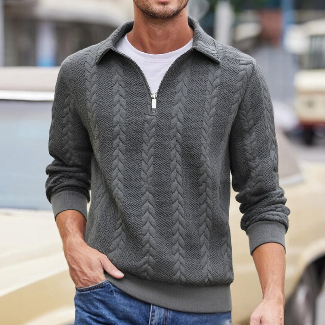Herren eleganter Strickpullover mit Reißverschluss Echoarchiv