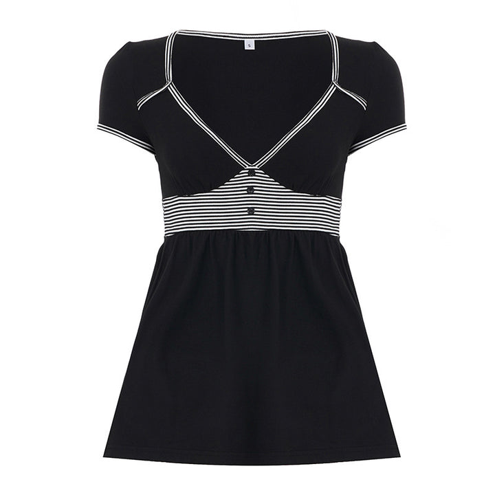 Damen Freizeidkleid mit kontrastierenden Liniendetails und schwingendem Rock Echo Archiv