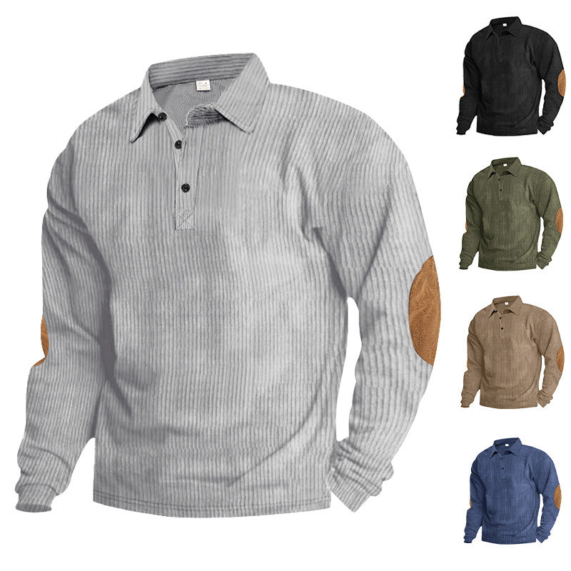 Herren Langarm Hemd mit strukturiertem Design und Leder-Details Echoarchiv
