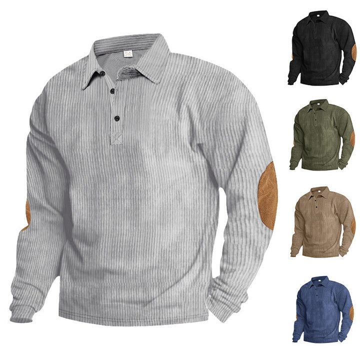 Herren Langarm Hemd mit strukturiertem Design und Leder-Details Echoarchiv
