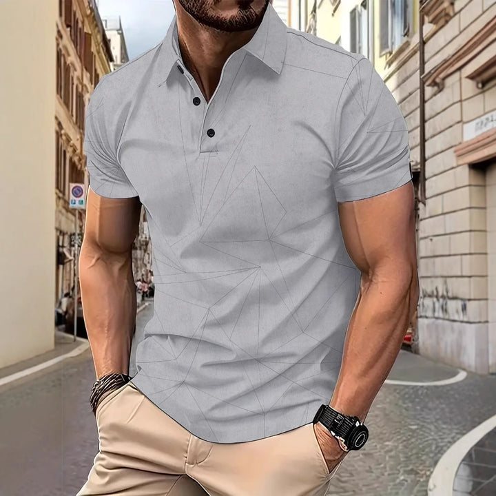 Herren Kurzarm Poloshirt mit modernem geometrischen Muster Echoarchiv