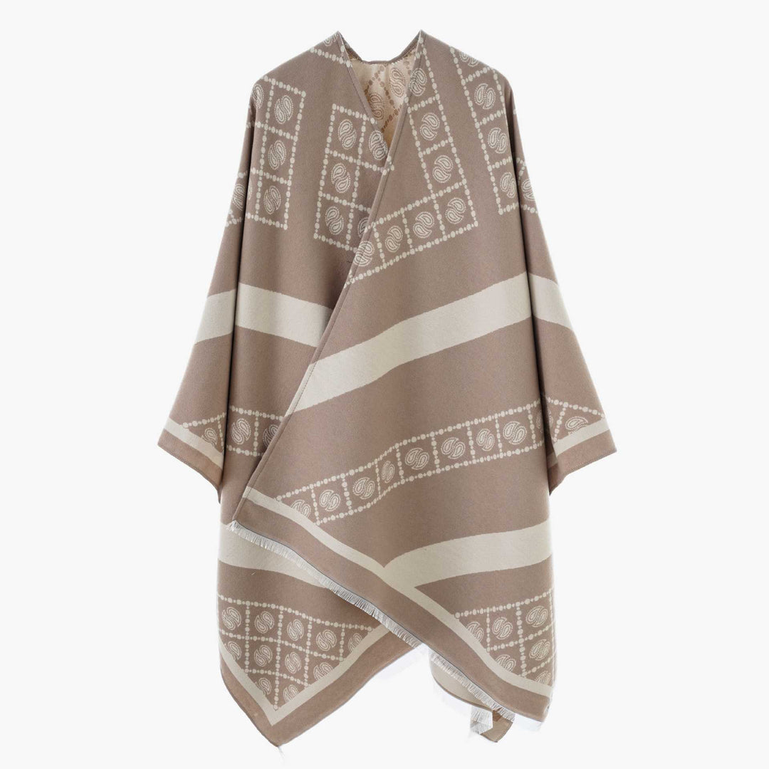 Damen Luxuriöses Jacquard-Überwurfcape mit kastiger Silhouette – Avérine