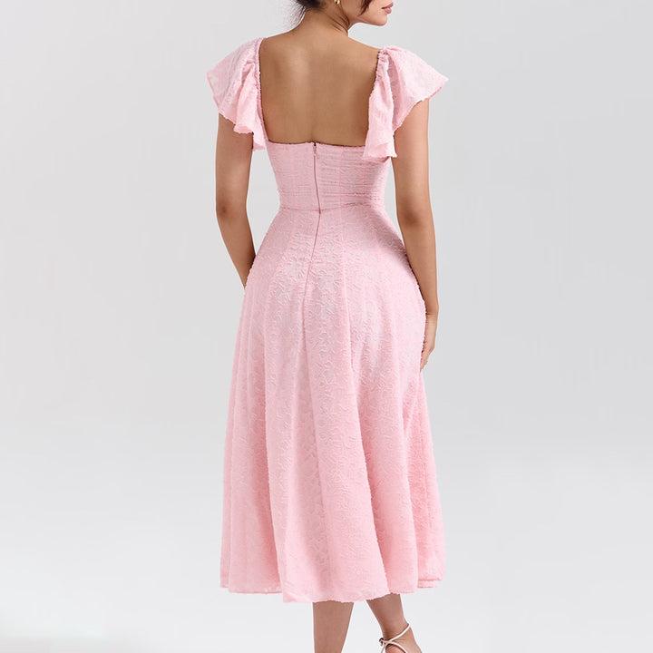 Damen Off-Shoulder Midikleid mit Rüschendetails und figurbetontem Schnitt Echo Archiv