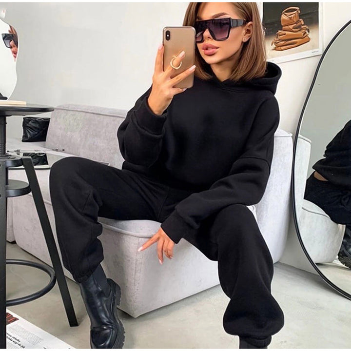 Damen nan kuscheliges Lounge-Set mit Kapuzenpullover und hoher Taillen-Jogginghose Echo Archiv