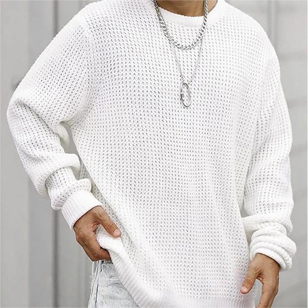 Herren komfortabler Strickpullover mit modischem Wabenmuster Echoarchiv