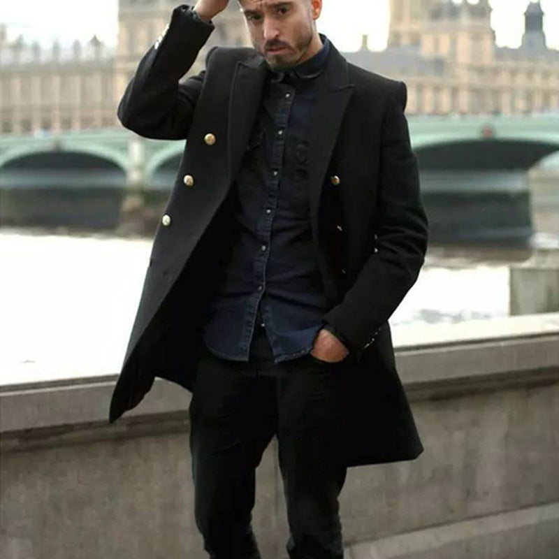 Herren eleganter, modischer Mantel mit doppelter Knopfreihe und edlen Details Echoarchiv