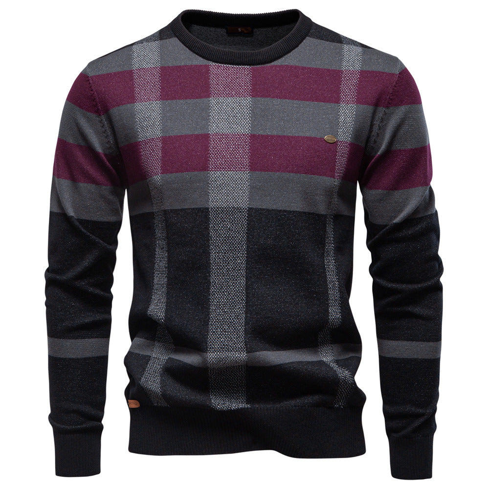 Herren Langarm Pullover mit modernem Karo-Muster und weichem Strick Echoarchiv