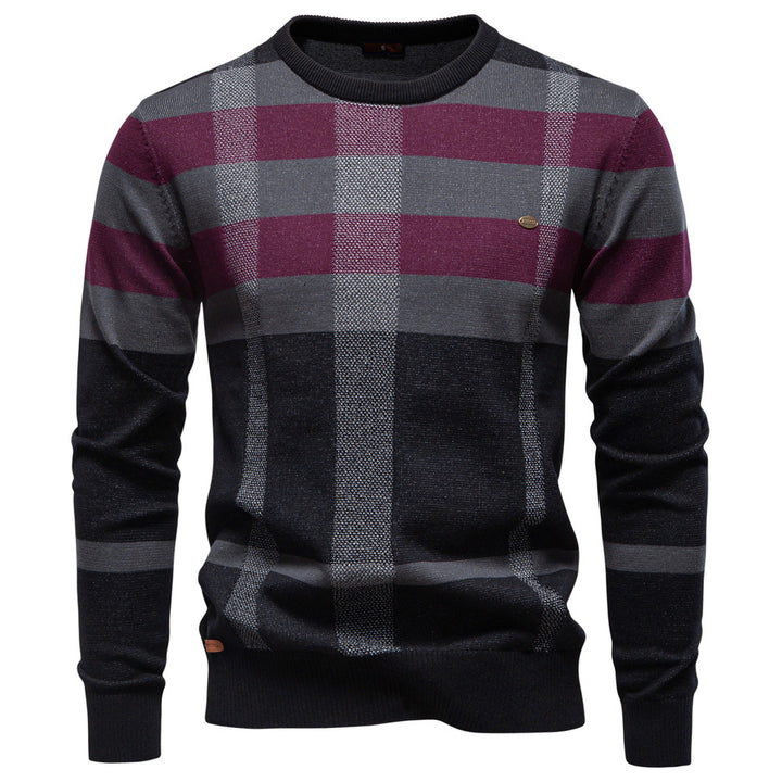 Herren Langarm Pullover mit modernem Karo-Muster und weichem Strick Echoarchiv