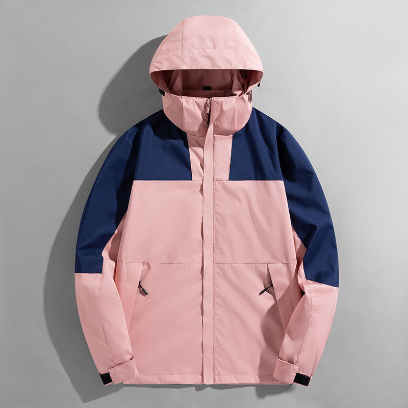 Herren zweilagige technische Kapuzen-Outdoorjacke mit hochschließendem Stehkragen und verstellbarer Kapuze – Taviero