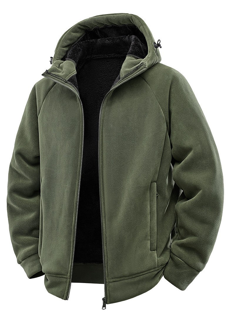 Herren Gefütterte Kapuzen-Fleecejacke mit Teddyfutter und durchgehendem Reißverschluss Echo Archiv