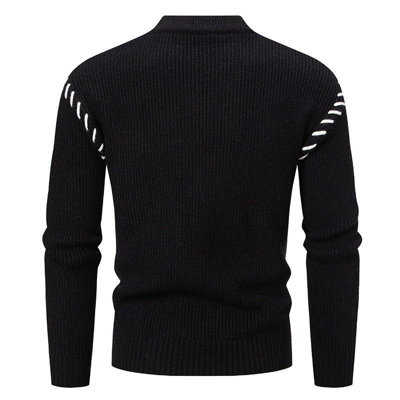 Herren modischer Strickpullover mit hohem Kragen und einzigartigem Zopfdesign Echoarchiv