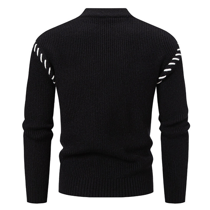Herren modischer Strickpullover mit hohem Kragen und einzigartigem Zopfdesign Echoarchiv