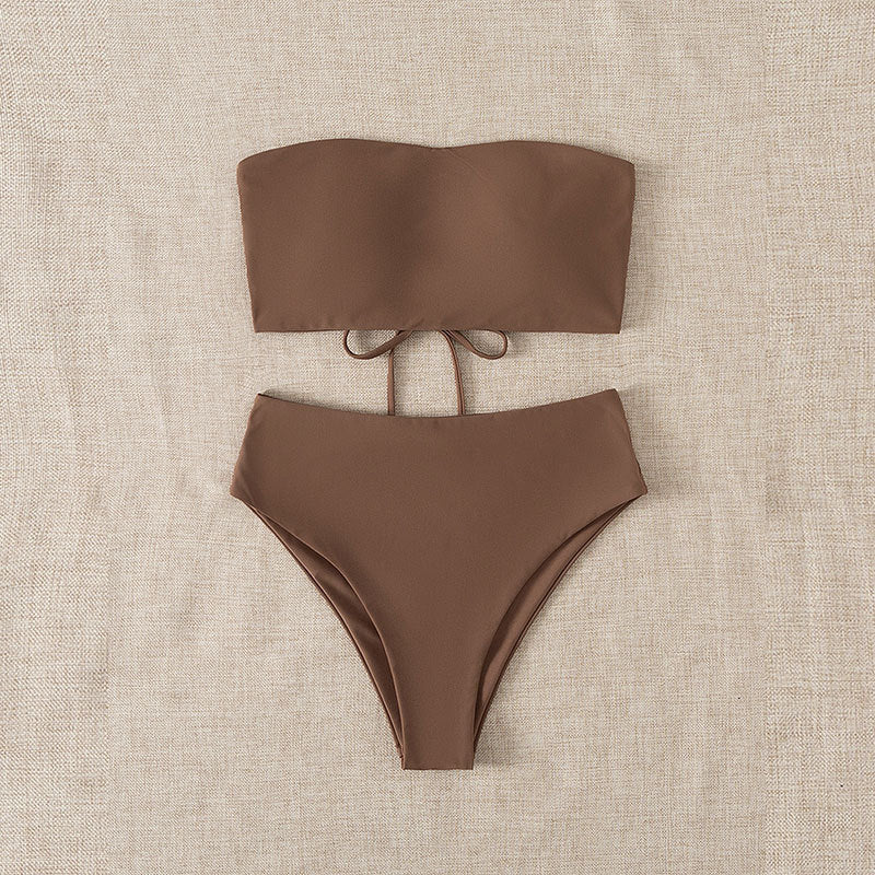 Damen Bandeau-Bikini-Set mit hohem Bund und raffiniertem Bindedetail Echo Archiv