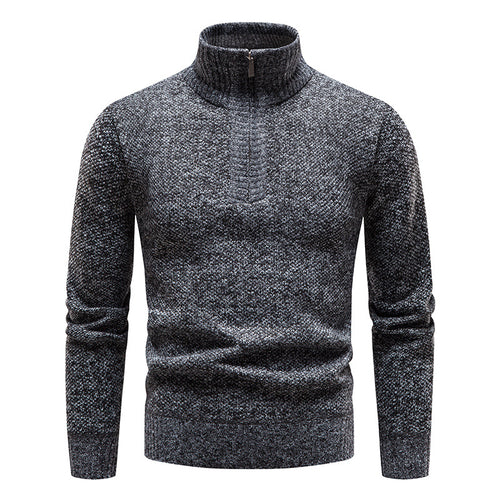 Herren komfortabler Strickpullover mit halbem Reißverschluss und feinem Muster Echoarchiv