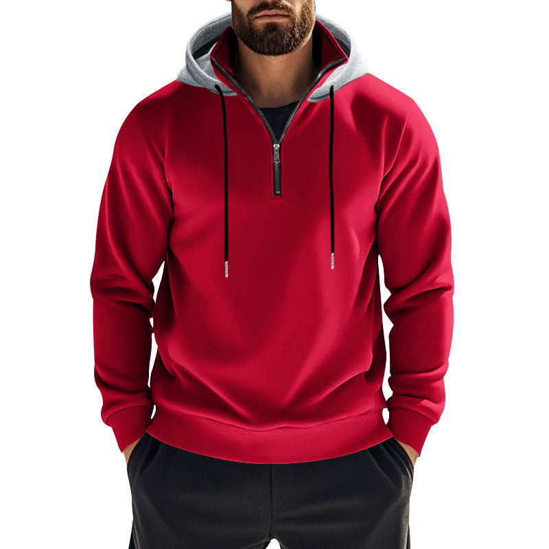 Herren sportlicher Hoodie mit halbem Reißverschluss und kombiniertem Kapuzen-Design Echoarchiv