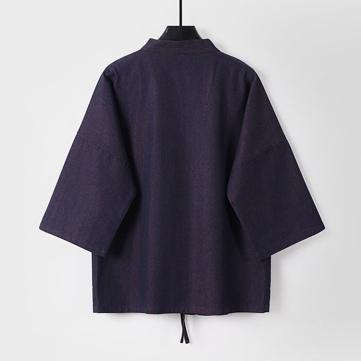 Unisex Leichte Denim-Kimono-Jacke mit kontrastfutter und Bindeband Echoarchiv