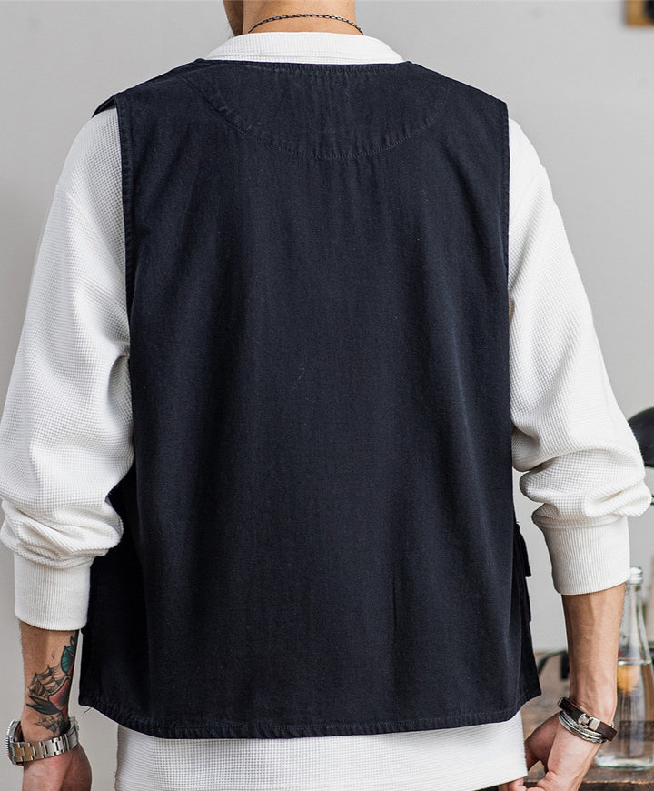 Herren praktische Utility-Weste mit tiefen Taschen und Knopfdetails Echoarchiv