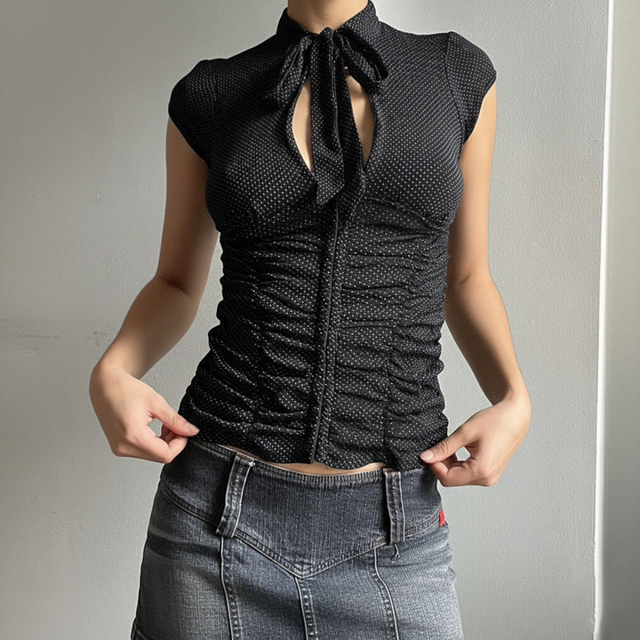 Damen Elegantes Rüschenshirt mit schickem Bindeband Echo Archiv