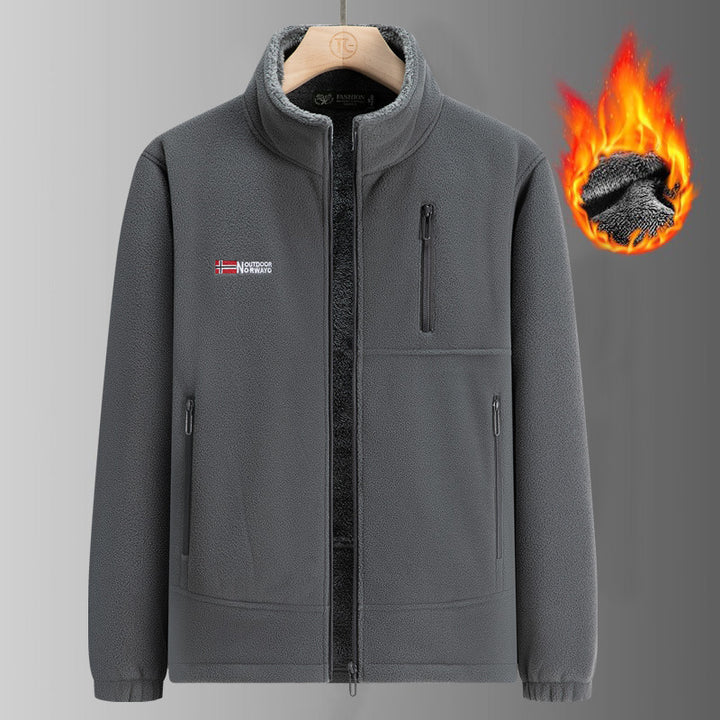 Herren Fleecejacke mit Teddyfutter, Stehkragen und mehreren Reißverschlusstaschen Echoarchiv