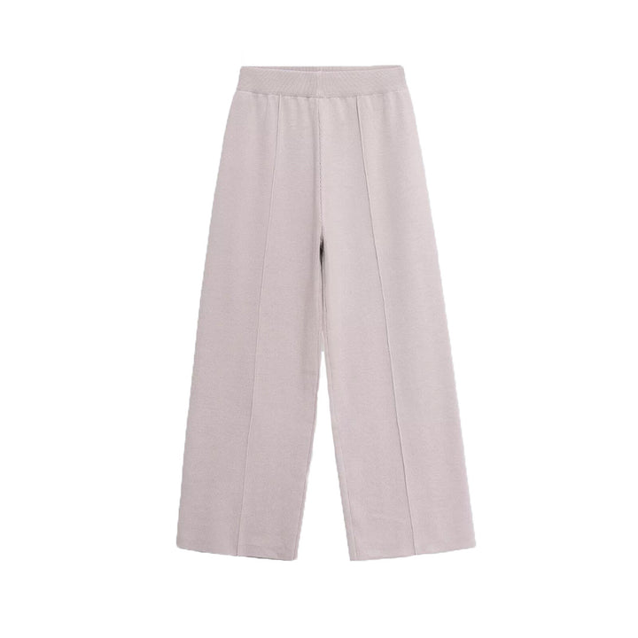 Damen Weite Strickhose mit hoher Taille, elastischem Bund und Teilungsnaht Echoarchiv
