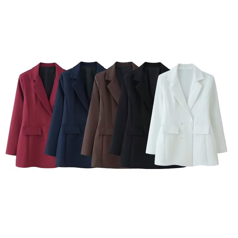Damen taillierter Doppelreiher-Blazer mit Pattentaschen und Wiener Nähten Echo Archiv