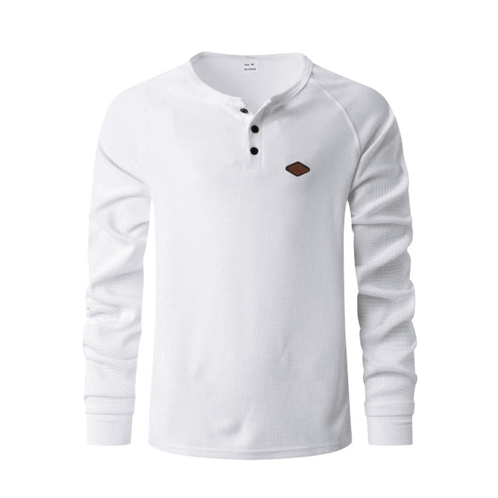 Herren Langarm-Henley-Shirt aus weichem Baumwollmix mit dekorativen Knöpfen Echoarchiv
