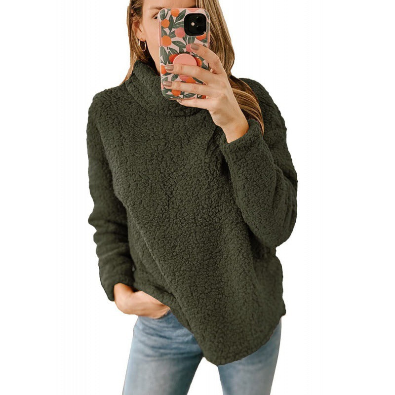 Damen Kuscheliger Oversize‑Teddy‑Pullover mit Stehkragen und gerundetem Saum Echo Archiv