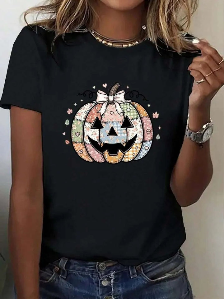 Damen T-Shirt mit stylischem Kürbis-Motiv und aufregendem Animal-Print Echo Archiv