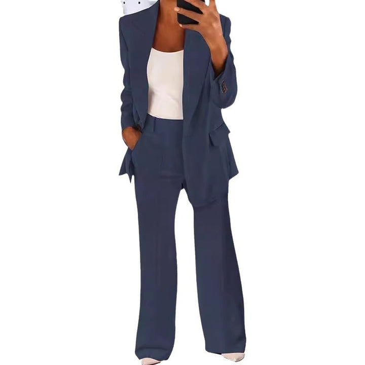 Damen nan bürotaugendes Hosenanzug Set mit weiter Hose und tailliertem Blazer Echo Archiv