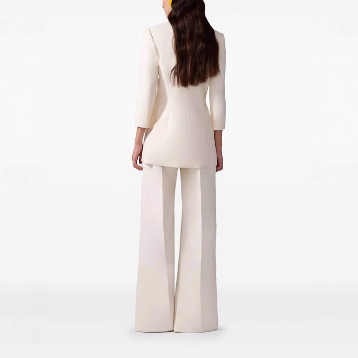 Damen Longblazer-Mantel im Tailoring mit rundem Ausschnitt und verdeckter Knopfleiste Echoarchiv